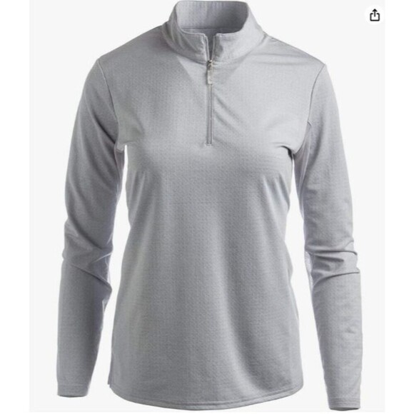 Bette & Court Swing Mock Long Sleeve Golf Shirt Medium Heather Gray - Picture 1 of 9